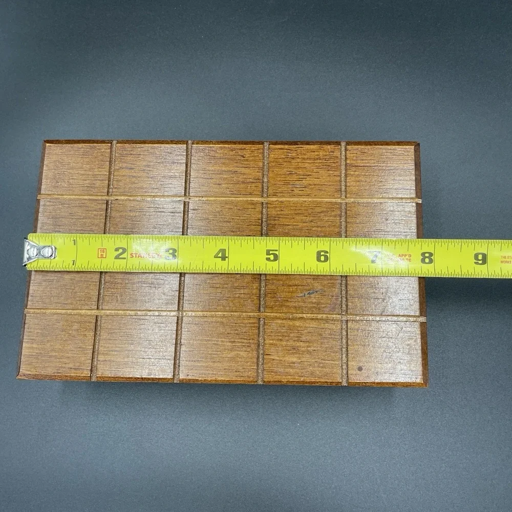 Vintage Carved Wooden Jewelry Box with Green Corduroy Lining Hinged Lid - MCM